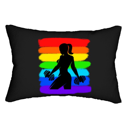 Fitness - Gym - Workout - Woman - Colorful Lumbar Pillows