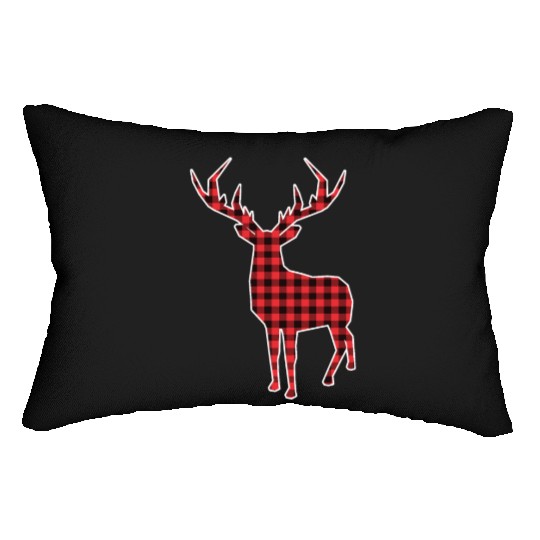 Buffalo Plaid Deer Christmas Lumbar Pillows