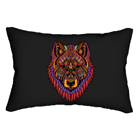 Trippy Wolf Lumbar Pillows