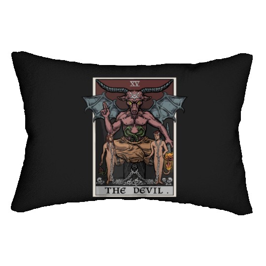 The Devil Tarot Card Halloween Baphomet Satanic Ba Lumbar Pillows