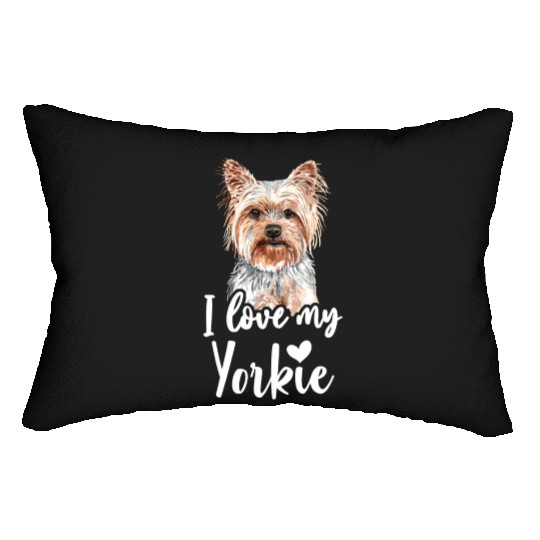 Yorkshire Terrier I Love My Yorkie funny saying Lumbar Pillows