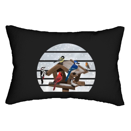 Birds Bird House Cardinal Blue Jay Robin Sparrow Lumbar Pillows