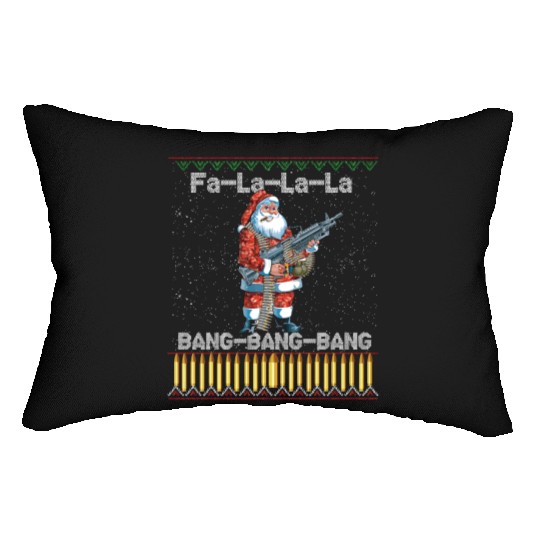 Santa Claus With A Big Gun Singing Song Funny Ugly Lumbar Pillows