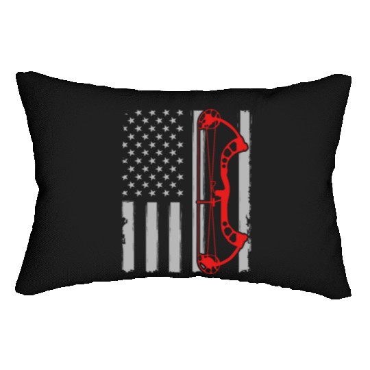 Bow deer hunting American flag gift for Bow Lumbar Pillows