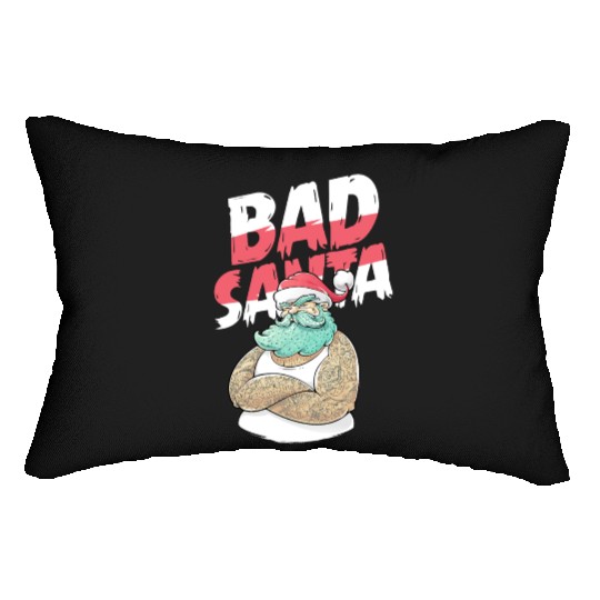 Bad Santa Claus Christmas Tattoo Lumbar Pillows