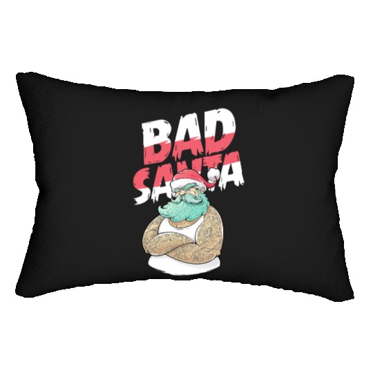 Bad Santa Claus Christmas Tattoo Lumbar Pillows