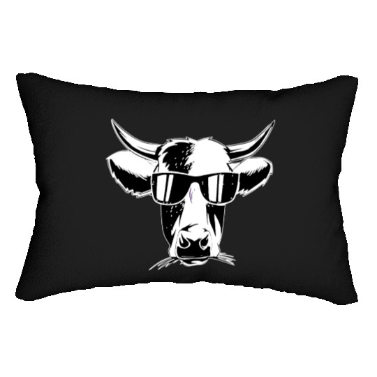 Cool winter cow dairy cow farmer farm Lumbar Pillows