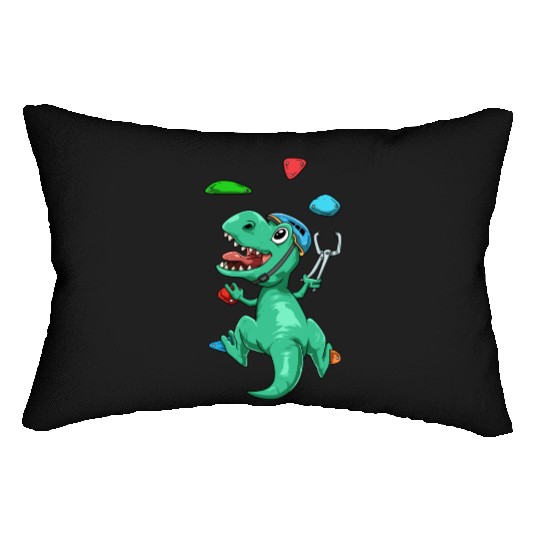 Funny T-Rex Bouldering and Rock Climbing Gift Lumbar Pillows