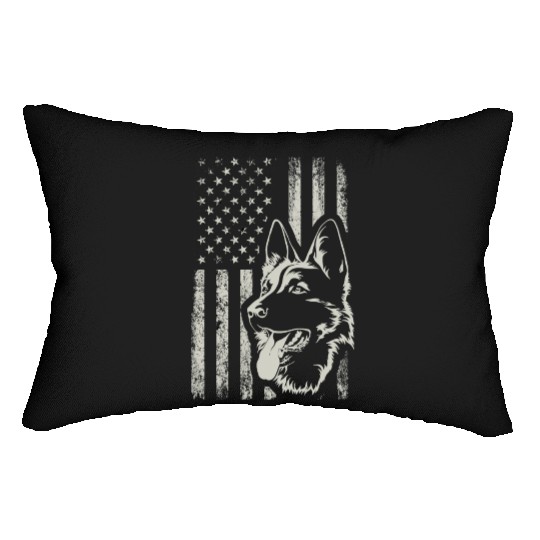 Patriotic German Shepherd AMERICAN FLAG Dog Lover Lumbar Pillows