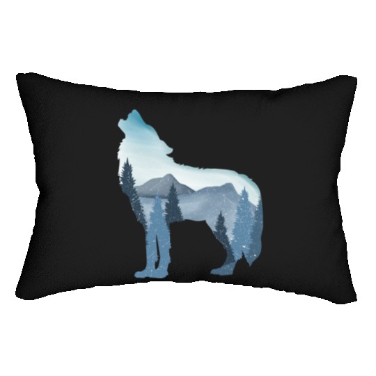 Alpha Wolf Art - Nature Background Lumbar Pillows