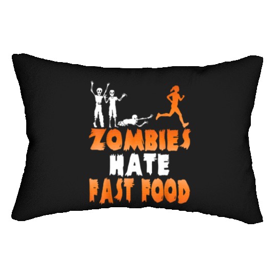 Zombies Hate Fast Food Funny Halloween Running Lumbar Pillows