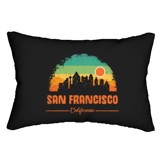 San Francisco California Vintage Retro Stripe Lumbar Pillows