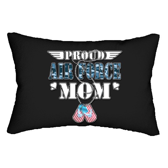 Proud Air Force Mom Us Flag Dog Tags Wings Militar Lumbar Pillows