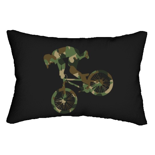 Vintage BMX Bike Racing Camouflage Lumbar Pillows