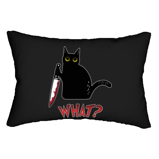 Cat What - Murderous Cat With Knife Lumbar Pillows