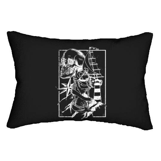 Sea life ship skull anchor compass Lumbar Pillows