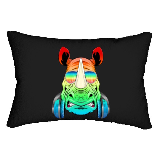 Rhino Rhinoceros Music DJ - Africa Collection Lumbar Pillows