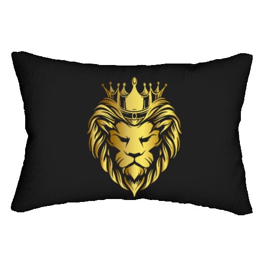 Gold Lion Crown, queen, princess, royalty, king, Lumbar Pillows