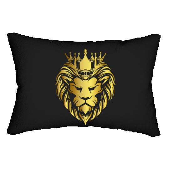 Gold Lion Crown, queen, princess, royalty, king, Lumbar Pillows