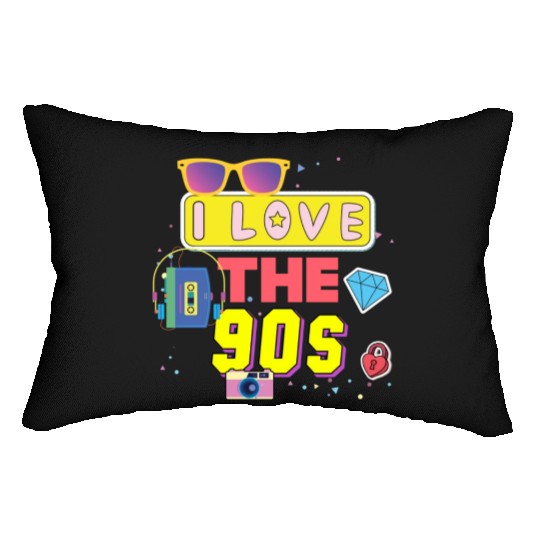 I Love The 90s Vintage 1990s Men Women 90's Lumbar Pillows