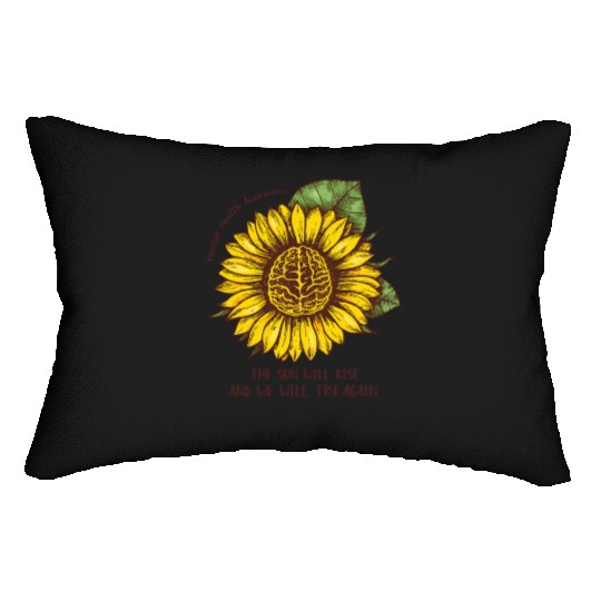 Mental Health Awareness Sun Will Rise Sunflower Lumbar Pillows