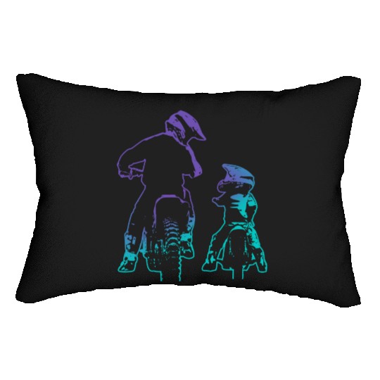 Dirt Bike Dad and Son Motocross Biking Lumbar Pillows