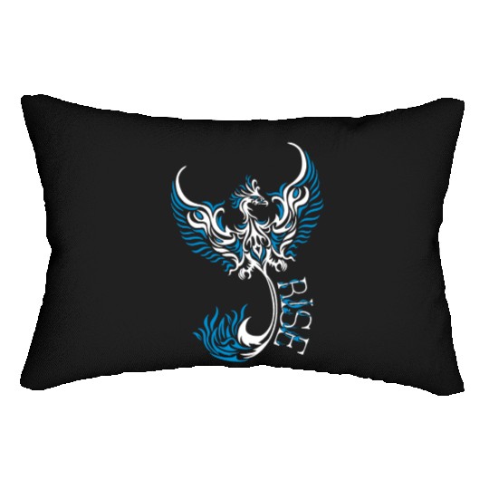 PHOENIX Tattoo/Tribal art - White and Blue,, Lumbar Pillows