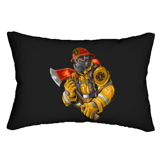 firefighter fire brigade fire station blueish use Lumbar Pillows