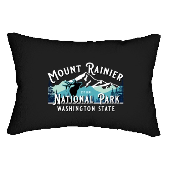 Vintage Mount Rainier National Park Washington Sou Lumbar Pillows