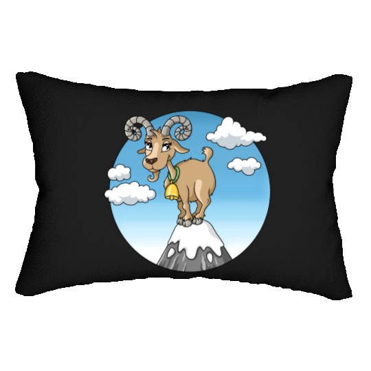 Mountain goat peaks with snow cartoon Lumbar Pillows