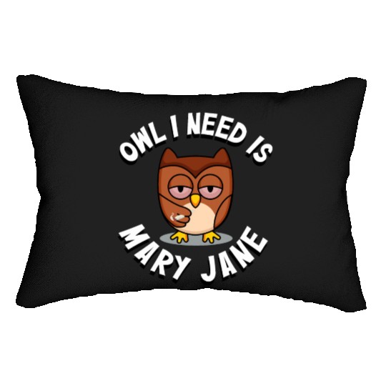 Stoner Owl Stoned Owl Mary Jane night bird Lumbar Pillows