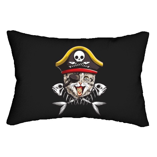Cat Pirate Jolly Roger Flag Skull Crossbones Capta Lumbar Pillows