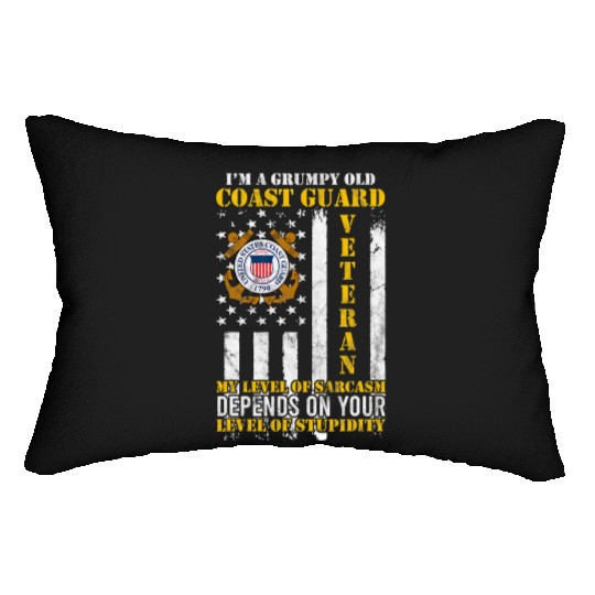 I'm a Grumpy Old US Coastguard Veteran Serving Lumbar Pillows