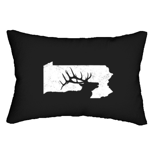 Pennsylvania Elk Hunting Bull Elk PA State Shape Lumbar Pillows