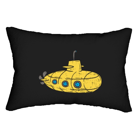 Us Navy Yellow Cartoon Submarine Cute Submariner B Lumbar Pillows