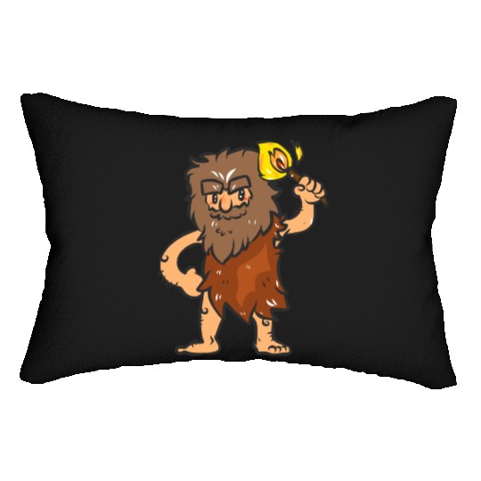 Caveman with Torch Lumbar Pillows