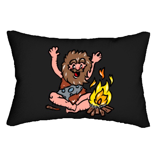 Caveman with Fire Lumbar Pillows