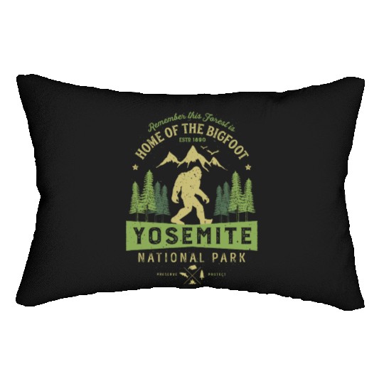 Yosemite National Park California Bigfoot Vintage Lumbar Pillows