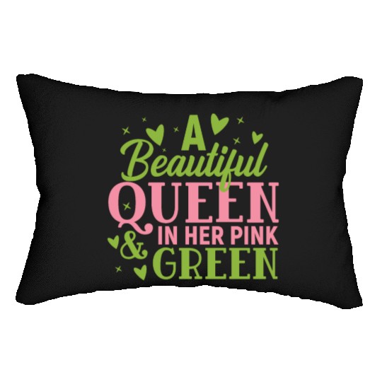 A Beautiful Queen in her Pink and Green | HBCU AKA Lumbar Pillows