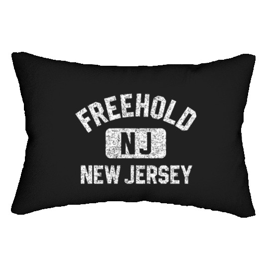 Freehold Nj New Jersey Gym Style Distressed WhiteG Lumbar Pillows