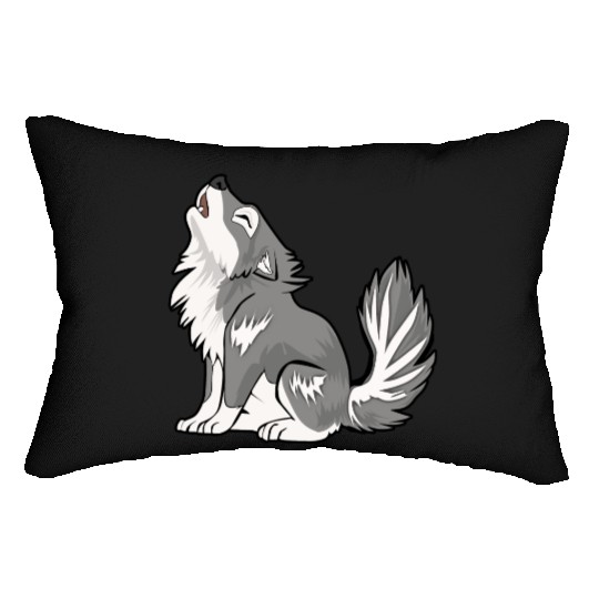 Cute Baby Howling Wolf Cub Gifts Animals Lover Lumbar Pillows