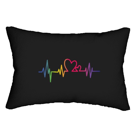 Pride Rainbow heart beat Lumbar Pillows