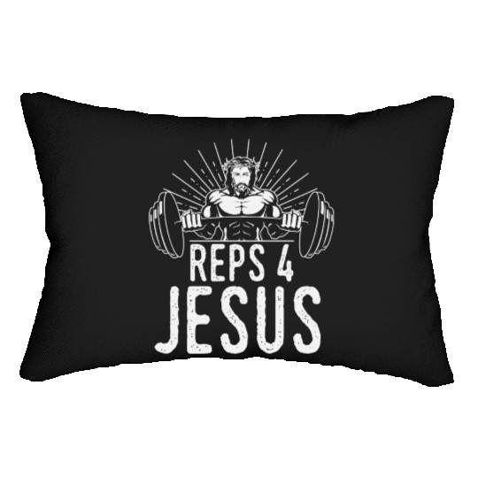 Funny Reps 4 Jesus Religious Gym Weightlifting Mot Lumbar Pillows
