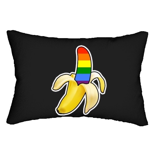 banana rainbow Lumbar Pillows