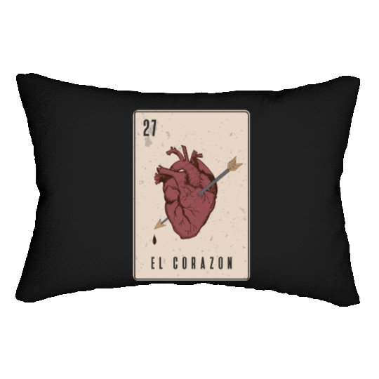 El Corazon Mexican Loteria Lumbar Pillows