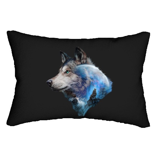 Wolf Moon Forest View Nature Lumbar Pillows