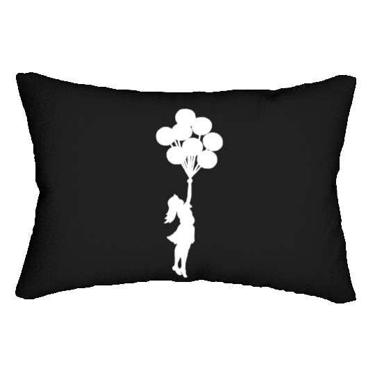 Banksy Girl with balloons. Lumbar Pillows