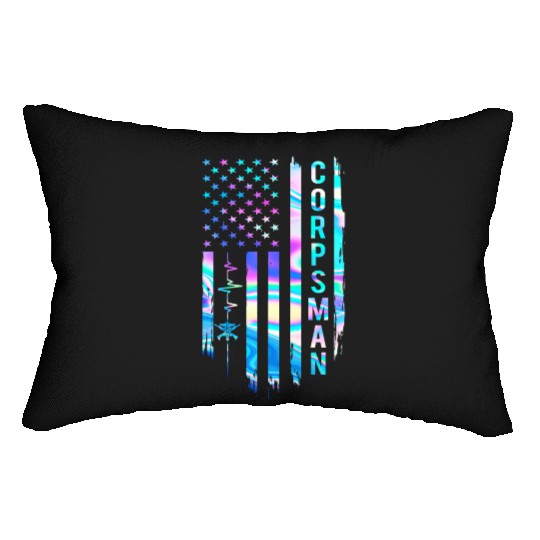 Awesome US Flag Heart Corpsman Lumbar Pillows