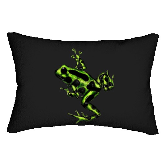 Green poison dart frog Lumbar Pillows
