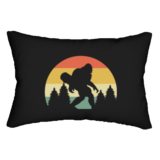 Retro Silhouette Sasquatch Bigfoot Skateboard Lumbar Pillows